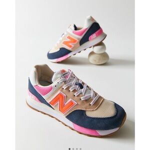 New Balance Women's Navy and Pink Sneakers